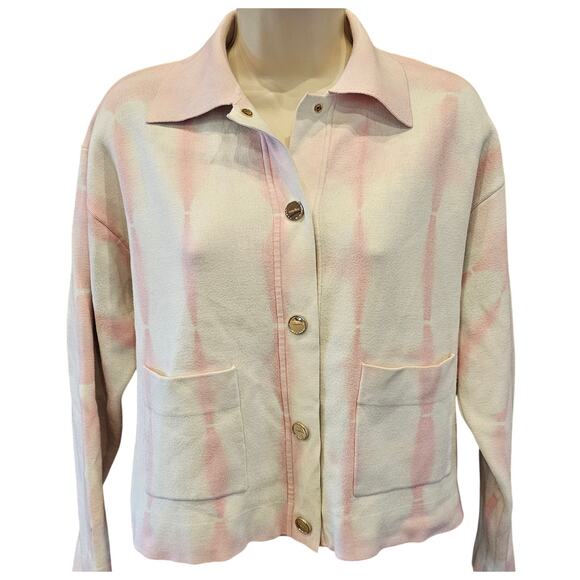 Sandro 2 (6) womens cropped shaket tie-dye retro long sleeve knit smile applique - Picture 2 of 12